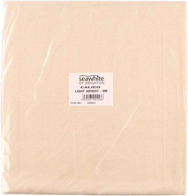 SeawhiteLightweight - Thin - Calico Fabric - Cloth - 5M - Suitable for Arts and Crafts