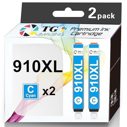 TG Imaging Compatible Ink Cartridge Replacement for HP 910XL Cyan Ink 910 XL for Office Jet 8010 8012 8015 8018 Pro 8020 8022 8023 8025 8028 8035 Printer (Cyan High Yield, 2 Pack) -  910XL Cyan Ink Cartridge, 910XL Ink Cartridge Cyan