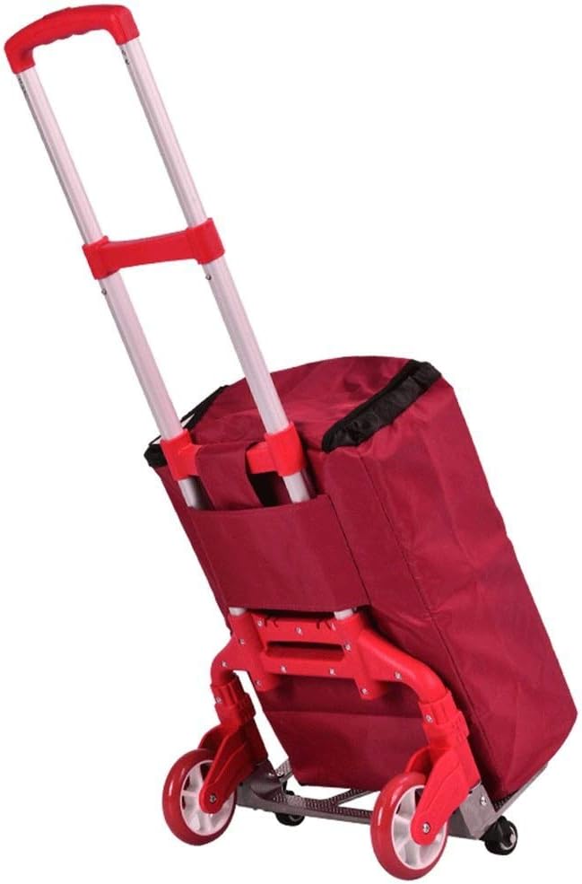 Folding Shopping Cart Grocery Utility Stair Climbing Larger Storage Stainless Steel Frame(White-Dinosaur Doodle4)