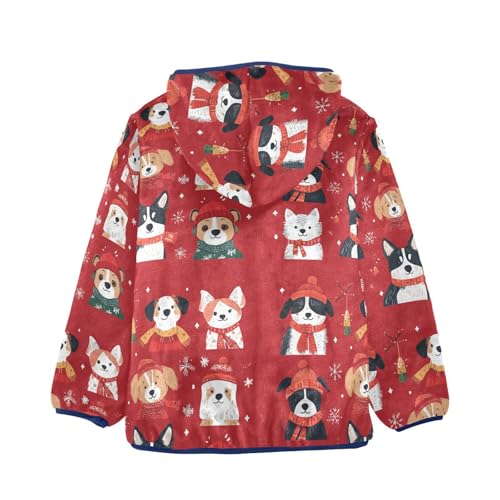 Christmas Cute Dogs Girls Fleece Jacket Girls Fall Jacket Girls Zip Up Hoodie Girls Sherpa Jacket 2-10T2