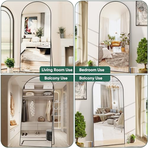 Antok Arched Full Length Mirror, 76"x34" Arched Floor Mirror, Glassless Mirror Full Length with Stand, Floor Mirrors Freestanding, Wall Mounted Mirrors for Bedroom Living Room, Black
