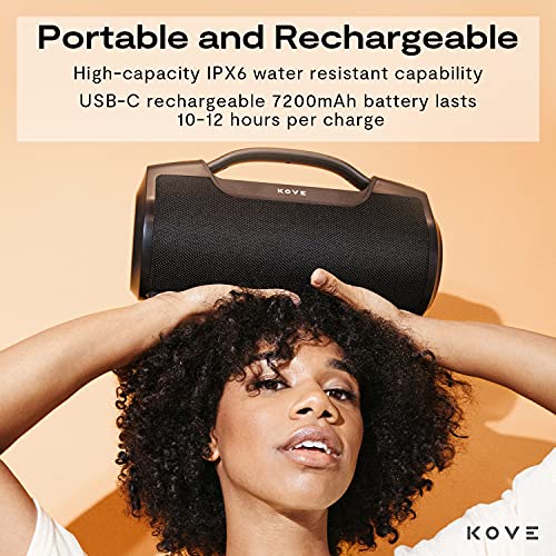 Kove Kasita Bluetooth Boombox Speaker - Portable and Rechargeable, Wireless with HD Louder Volume, Deep Bass Subwoofer, Microphone, IPX6 Waterproof - Perfect Boom Box for Home, Outdoor or Travel
