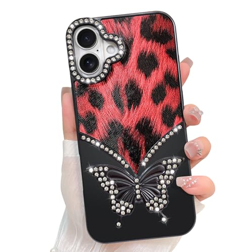 Coque iPhone 16 mignon motif papillon léopard noir pour accessoiriser vos tenues de soirée