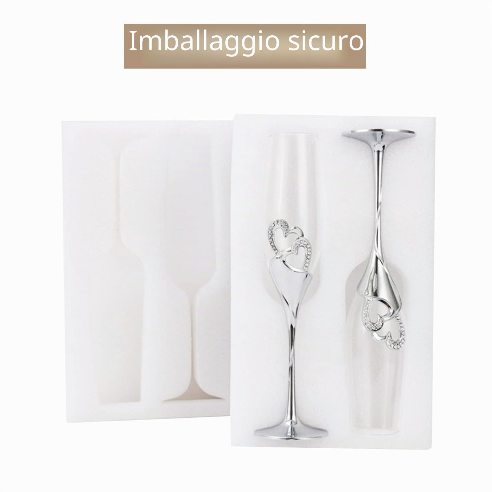 Sziqiqi 1 Set di 2 Bicchieri di Vino Rosso Creativo Ad Alta qualità, Bicchiere di Champagne, Bicchiere a Calice, Coppa Nuziale, Flute da Champagne, Argento
