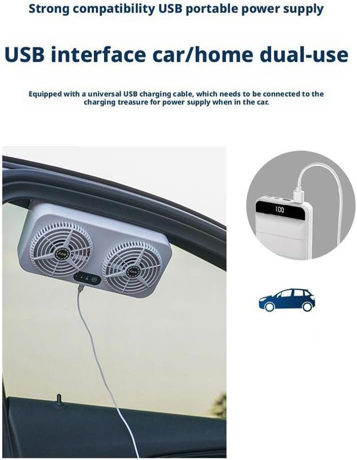 2.4v 5w USB Charging Air Vent Exhaust Small Window Fan, 3 Levels Adjustable Window Fans with Exhaust Install to Door Glass Household Window Fans