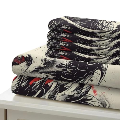 Housse de Couette Dragon 3D Microfibre Inaltérable抗 bave fermeture éclair 220x240