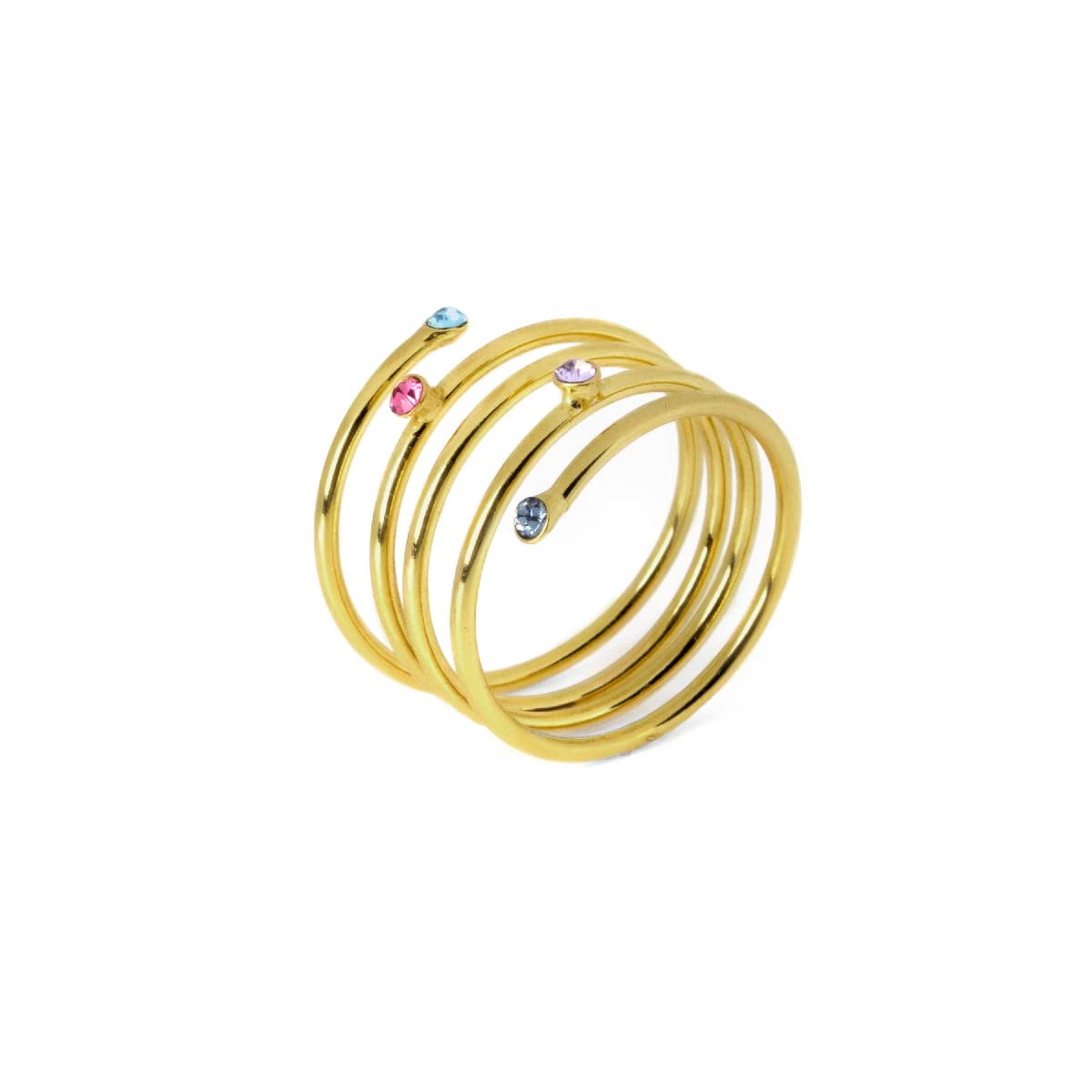 victoria cruz Anillo para Mujer Plata de Ley 925 - Ajustable (Talla 12 a 16), Bañado Oro 18k / Rodio sobre Plata - Espiral - Joyas de Mujer Fabricadas en La Toscana