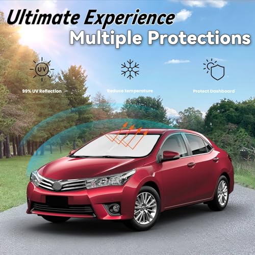 Image of Windshield Sun Shade for Toyota Corolla 2009-2013, Car Front Window Sunshade with 240T Sun Visor Protector Blocks UV Rays Heat Sun Shield Accessories