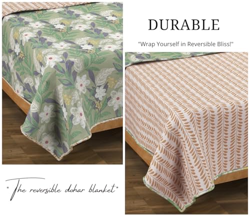 Image of Amazon Brand - Umi Blanket for Single Bed, 120 GSM Microfiber 2 Layered Quilted Dohar, Soft Lightweight Reversible Printed AC Blanket Single Bed for All Season (Beige, 152 x 225 cm)