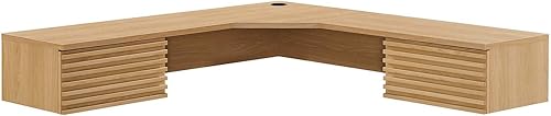 Modway Render Escritorio esquinero moderno de mediados de siglo de 60 pulgadas para montaje en pared en roble