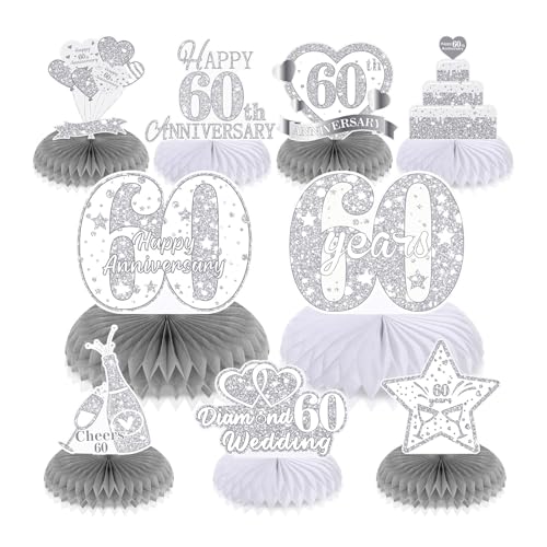 Bubaxuce 9 Pièces 60. Décorations pour Anniversaire De Mariage 60. Centre De Table en Nid d'abeille pour Diamant Mariage Célébration Diamant Anniversaire