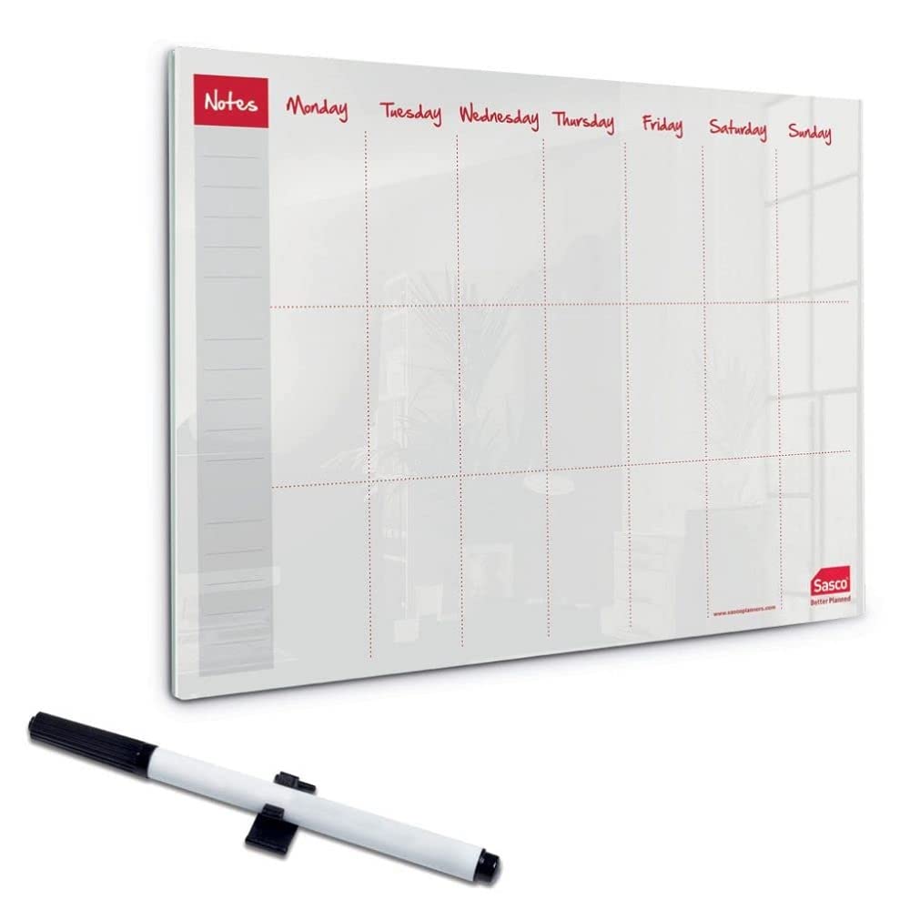 Sasco Mini Desktop Whiteboard Weekly Planner 2410180 Acrylic Frameless 600 X 450 Mm Semi Opaque