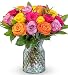Benchmark Bouquets 2 Dozen Rainbow Roses, With Vase (Fresh Cut Flowers)
