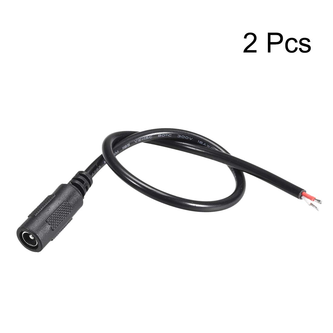 sourcing map 2 szt. DC prąd 5,5 mm x 2,5 mm 4 A 18AWG 30 cm gniazdo wtyczka pigtail