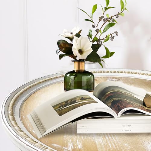 HCODCIBA Farmhouse End Table with Carved Tray Top,Small Round Side Table with Curved Legs,Retro Bedside Table Rustic Accent Table for Living Room,Bedroom - Image 7