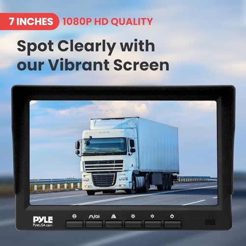 Image of Pyle 7 inch 1080P HD Digital Wireless Monitor and Wireless License Plate Camera - Waterproof, Night Vision, Single Channel Visual Assistance Kit (12 /24V for Bus, Truck, Trailer, Van, RV, Camper)