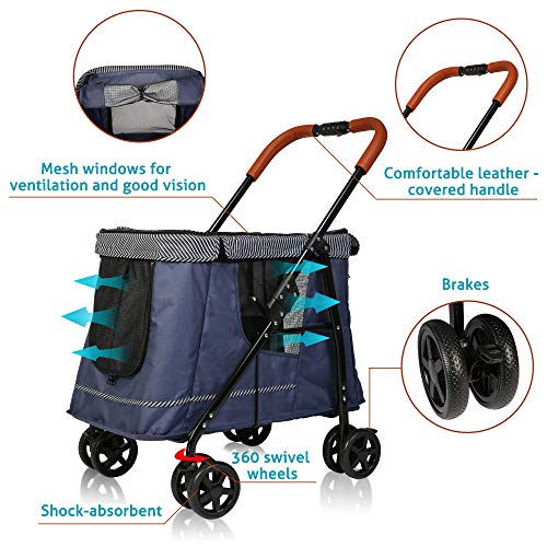 LUCKYERMORE Dog Stroller for Large Dog or Multiple Dogs Cats One Click Folding Dual Entry No Need to Lift Pet - Image 8