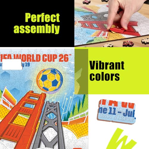 Image of FIFA World Cup 2026 City Puzzle San Francisco Poster - Wooden Puzzles, 200 Pieces Unique Shape Puzzle, 5MM Thick, Creative Collectible Gift for Fans, Officially Licensed Product, 9.3x11.8''