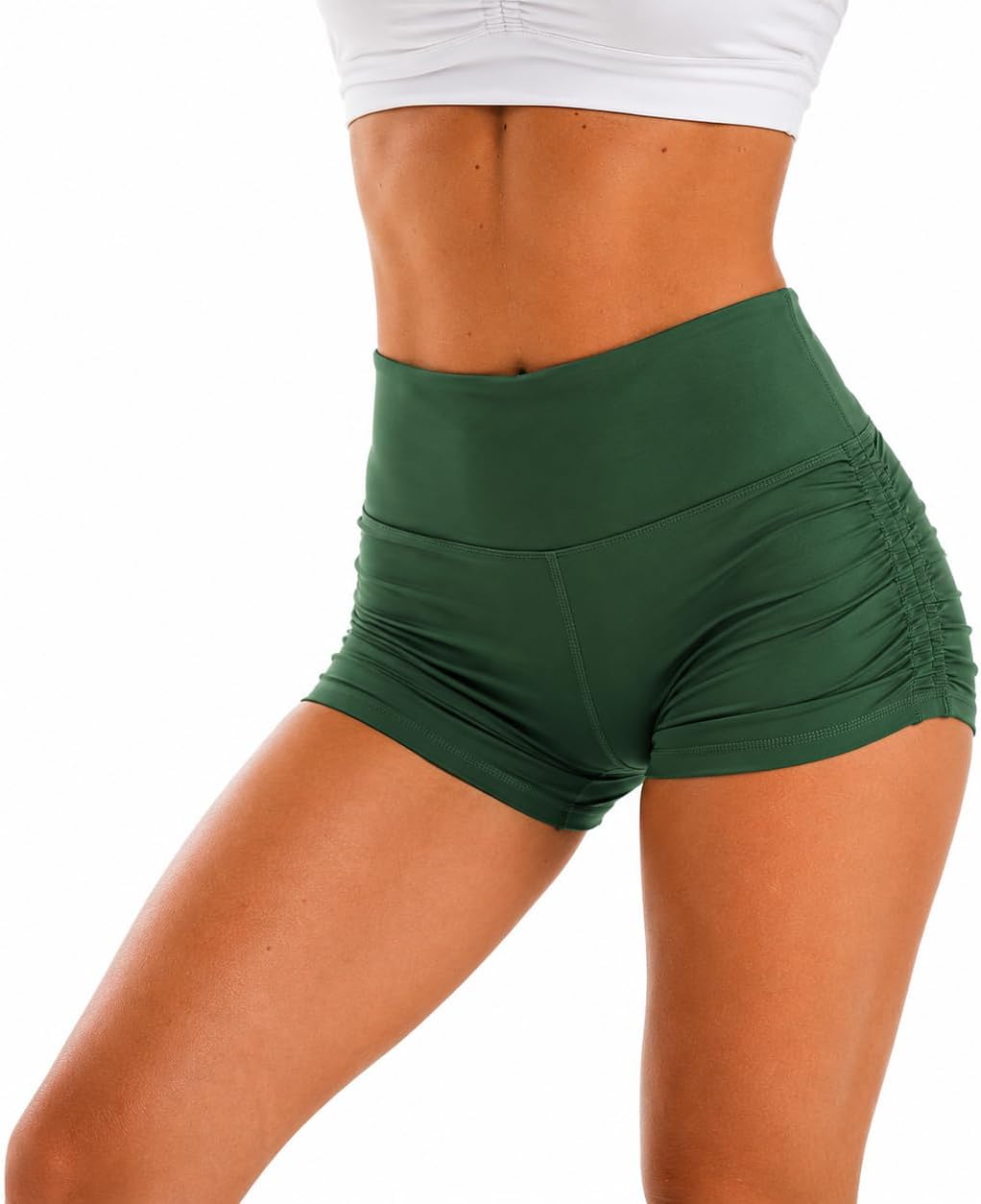 Women’s Tempo Scrunch Side Shorts High Waist Stretch Dance Shorts with Adjustable Drawstring Sides