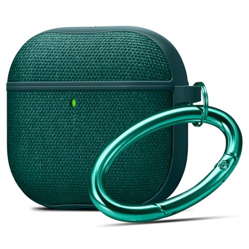 Image of Spigen Urban Fit Designed for AirPods 4 Case (2024) Premium Fabric Cover with Carabiner Key Chain - Midnight Green