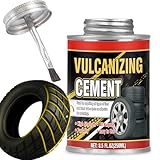 Chemical Vulcanizing Cement – Clear Tire Repair Glue, All Purpose Rubber Cement Glue for Tire Patches and Plugs, Fast-Drying Repair Adhesive for All Rubber Types (8.5 OZ)