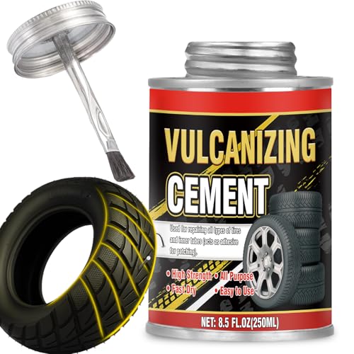 Chemical Vulcanizing Cement Clear Tire Repair Glue All Purpose Rubber Cement Glue for Tire Patches and Plugs Fast-Drying Repair Adhesive for All Rubber Types (8.5 OZ)