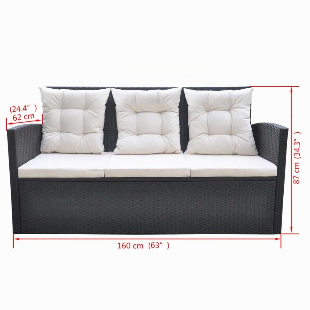 vidaXL Juego de Comedor de Jardín Ratán Sintético Negro Muebles Patio Exterior