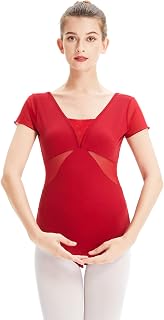 Maillot de Danza Ballet Manga Corta Leotardo Gimnasia Ritmica Malla Bodysuit para Mujer y Niña