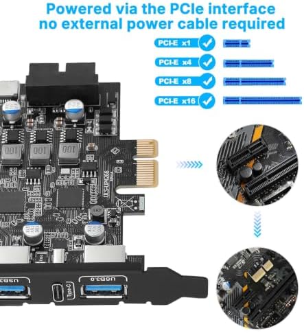 6-Ports USB 3.0 PCIe Card (2X USB A-2X Type-C), with 19 Pin/Type E(A-Key) - 2