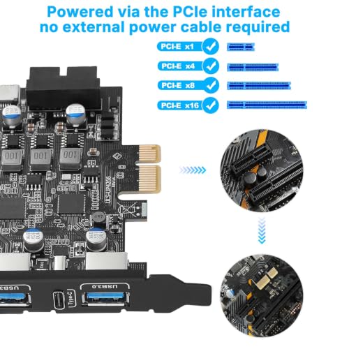 Image of 6-Ports USB 3.0 PCIe Card (2X USB A-2X Type-C), with 19 Pin /Type E(A-Key)