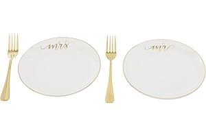 Lillian Rose Mr and Mrs Plates: Romantic Gold Flatware Ceremony Set