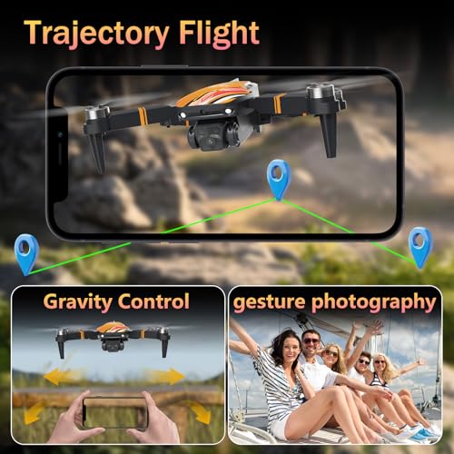 TTROARDS Borstelloze Motor Drone met Camera 1080P, 270° Obstakel Vermijding Optische Stroom Positionering Mini Drones voor Beginners, Opvouwbare RC Quadcopter Geschenk Speelgoed voor Kinderen, Oranje - Afbeelding 5