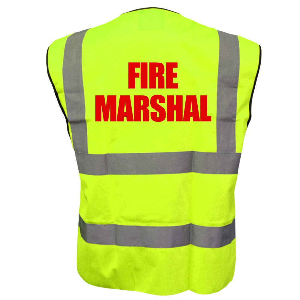 Fire Marshal Yellow High Visibility Hi Vis Viz Vest Safety Waistcoat, Printed By Brook Hi Vis XX-Large