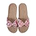 Produktbild Hausschuhe rutschfest Slipper Schleife Muster Flacheschuhe Gummisohle Sommerschuhe Leinen Puschen Bequem Pantoffeln Sommer Pantoletten Herren Strandschuhe Damen Sandalen Draußen Puschen Drinnen