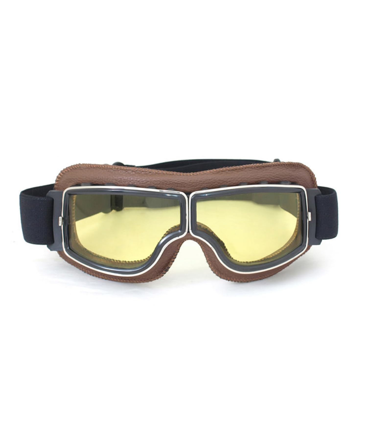 CRG Sports Motorcycle Goggles Vintage Aviator Pilot Style Leather Cruiser Scooter Motocross Goggles for Men, Women,Adults