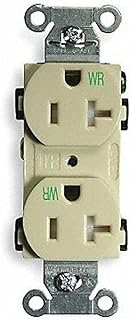 Hubbell BR20IWRTR Weather/Tamper Resistant, Common Ground, 20 amp, 125V, 5-20R, Ivory