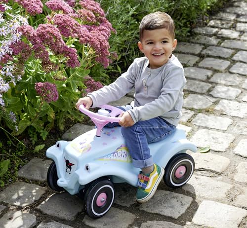 BIG-Bobby-Car-Classic Einhorn - Kinderfahrzeug mit Aufklebern im Einhorn Design, für Jungen und Mädchen, belastbar bis zu 50 kg, Rutschfahrzeug für Kinder ab 1 Jahr, Hellblau – Bild 6