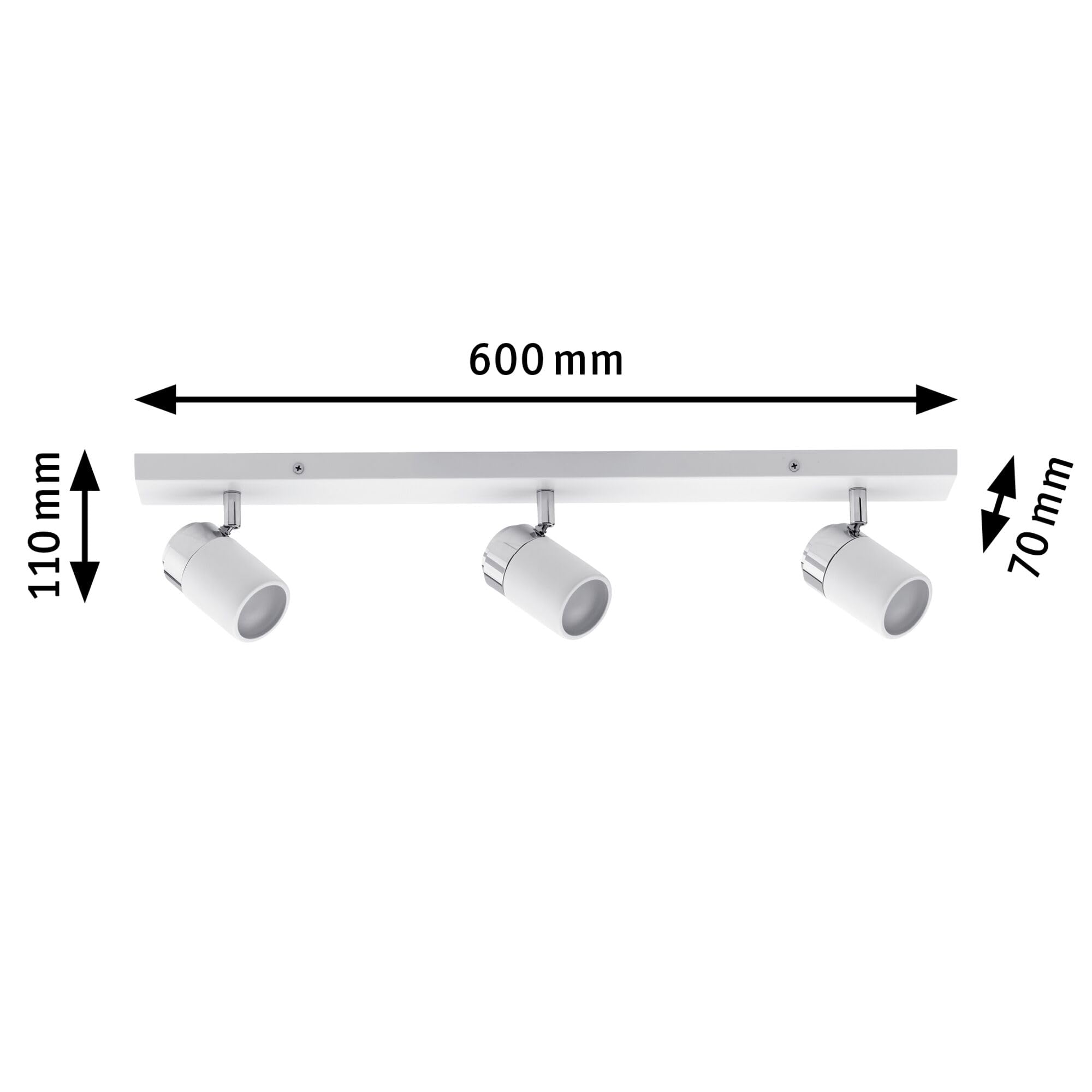 Paulmann 66713 Spotlight Zyli IP44 Balken max 3x10W GU10 Weiß/Chrom 230V Metall Deckenleuchte
