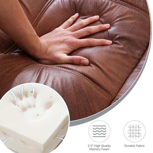 Image of Futon Sofa Bed Convertible Couch,Memory Foam Futon Sofa Couch,Sleeper Futons Sofa Couches,Small Splitback Modern Loveseat Sofa Bed for Living Room,Office,Apartment,Faux Leather,Brown.
