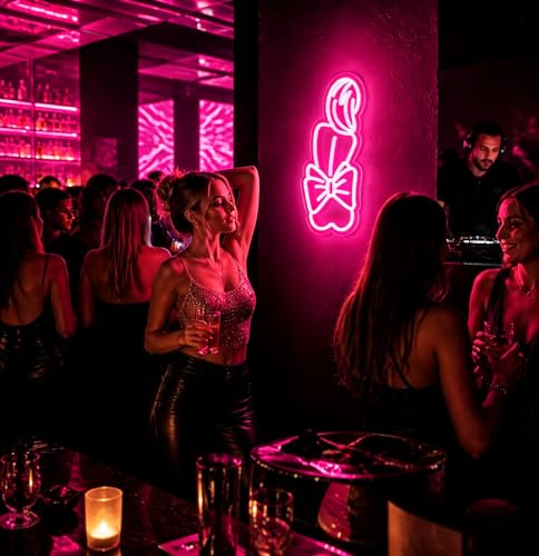 Image of Lady Neon Sign, Neon Signs for Wall Decor - Pink LED Signs for Bedroom, Girls Room, Salon, Home Decor - USB Powered Light Up Sign Decorations Gift