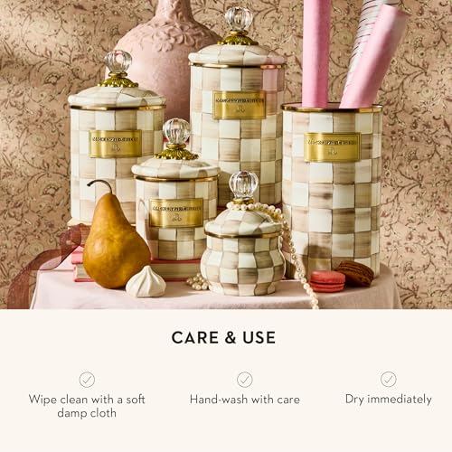 MACKENZIE-CHILDS-Enamel-Utensil-Holder-Kitchen-Utensil-Holder-for-Countertop-Brown-and-White-Mocha-Check MACKENZIE CHILDS Enamel Utensil Holder Kitchen Utensil Holder for Countertop Brown and White Mocha Check