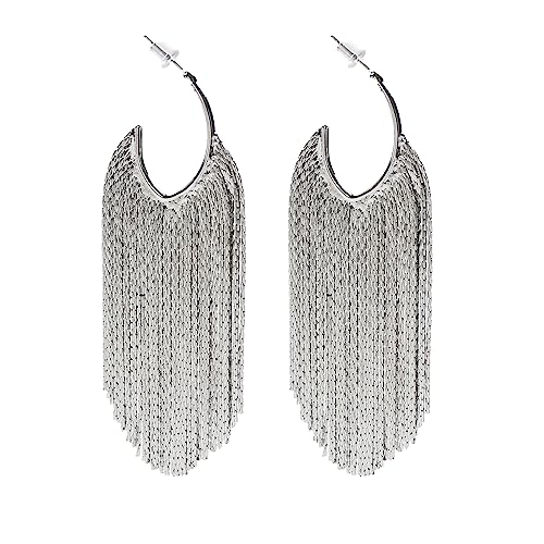 Boho Linear Tassel Drop Dangling Earrings For Women,Long Formal Country Bohemian Fringe Chain Chandelier Prom Statement Trendy Earrings For Party Prom