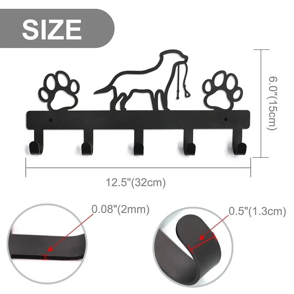Percha Colgador de patas metal con 5 ganchos for mascotas, abrigo, llave, plomo, correa, estante pared, soporte, organizador, toallero, almacenamiento