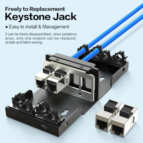 Panneau de brassage Cat6a à structure Keystone robuste de 4 ports - 4