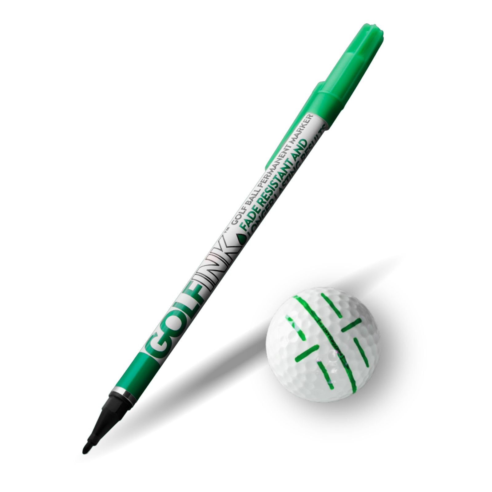 GOLFINK Golf Ball Marker Pen - Fade-Resistant Permanent Ink, Valve-Controlled Nib, Durable Aluminum Body (Green)