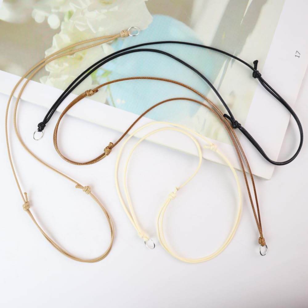 20 Pcs Necklace Cord for Pendant Necklace String Adjustable Knotted Handmade Craft Choker with Metal Ring for Hanging Pendants Rope, Black Necklace Cord - Image 6