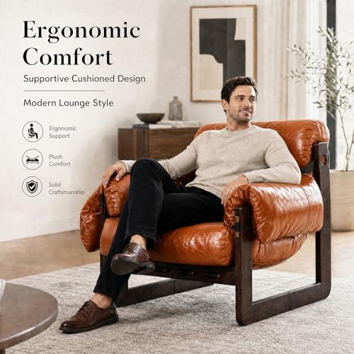 Sillón Plegable Cuero Naranja Retro miniatura 5
