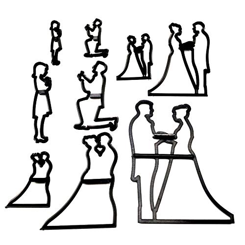 Fondant Cutters, Amatted Animal Silhouette Biscuit Cookie Cutters Set Cake Mold Family Figure Cake Mold Cake Decorating Tools (9 PCS Wedding)