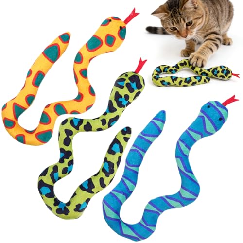 Dinochez 3 Pcs Cat Toys Chew Ropes Interactive Safe Teeth Cleaning Chew Catnip-Infused Snake-Shaped Cat Toys for Indoor Suitable for All Cat Breeds Pet Toys