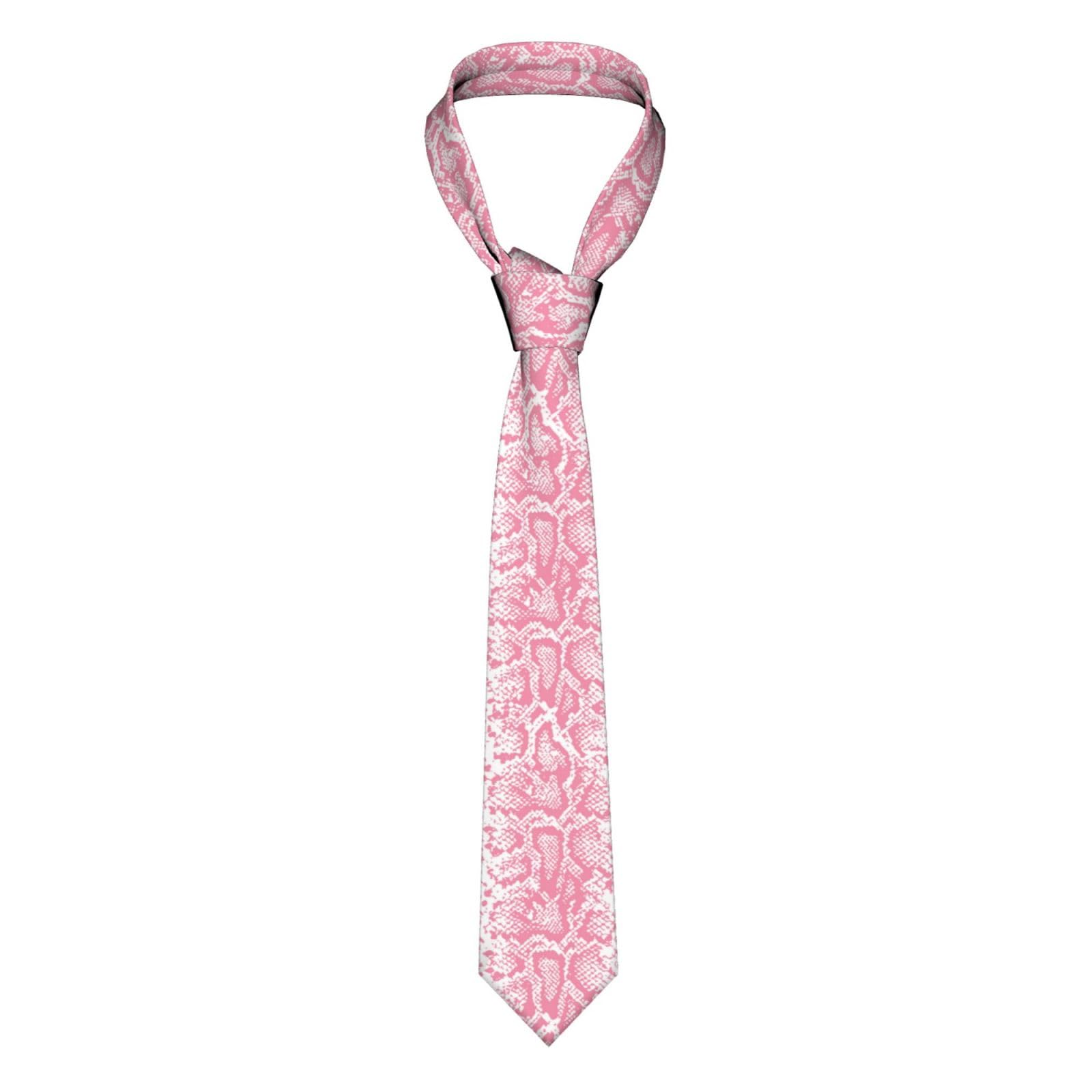 Oudrspo Men's As Pic Mandala Pink Flowers Tie Necktie Funny Novelty Snake Skin Pattern Pink Necktie S For Party
